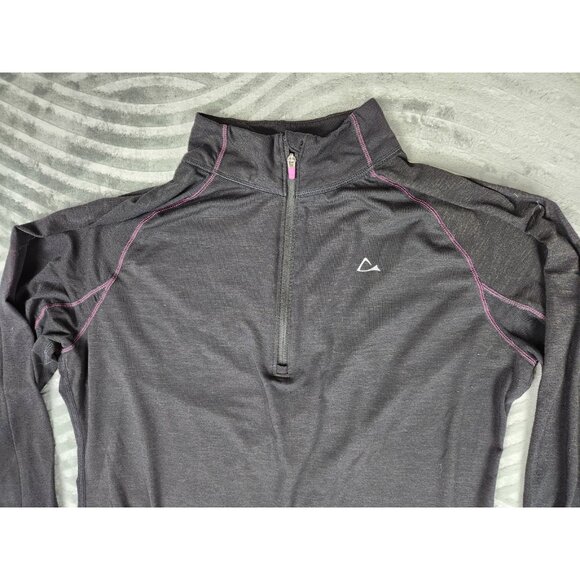 Paradox Merino Blend 1/4 Zip Base Layer Top Womens  L Black Pullover Thumb Holes - Picture 2 of 12